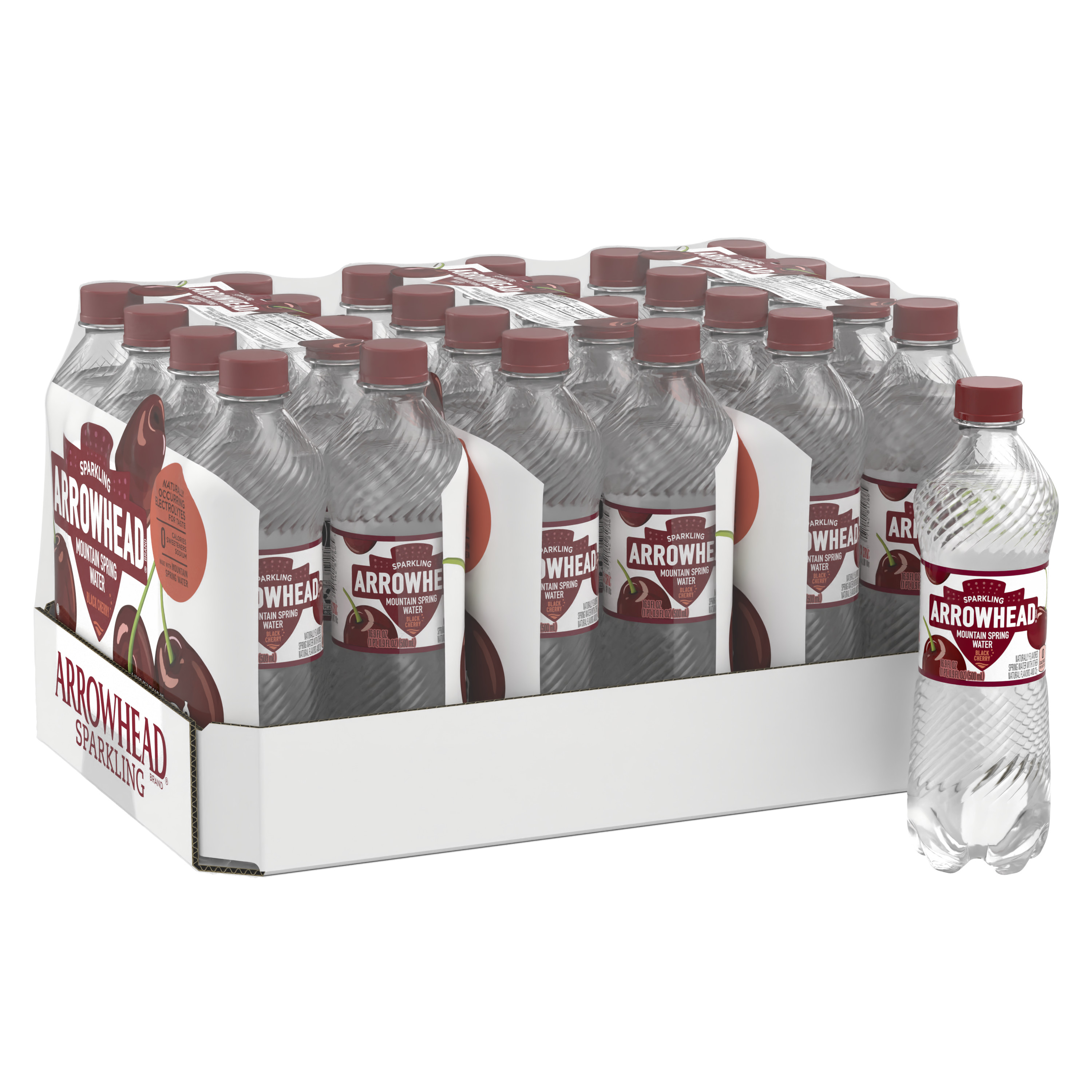 Arrowhead Sparkling Water, Black Cherry, 16.9 oz. Bottles (24 Count