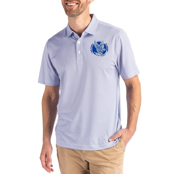 Men's Cutter & Buck White/Royal Air Force Falcons Pike Eco Symmetry Print Stretch Polo