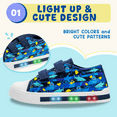 thumbnail image 2 of FUNCOO PLUS Toddler Kids Light Up Sneakers Boys Canvas Shoes, Ocean Shark, Size 1, 2 of 6