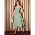 thumbnail image 5 of Mint Green Jacquard A-Line Midi Dress With Square Neck And Pockets, 5 of 8
