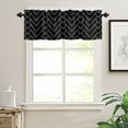 thumbnail image 5 of Abstract Line Kitchen Curtains Valance and Tier Set Herringbone Black White Modern Simple Rod Pocket Short Curtains for Small Window 3 Pieces Set for Bedroom Bathroom Cafe (54" x 18"+27" x 24"), 5 of 7