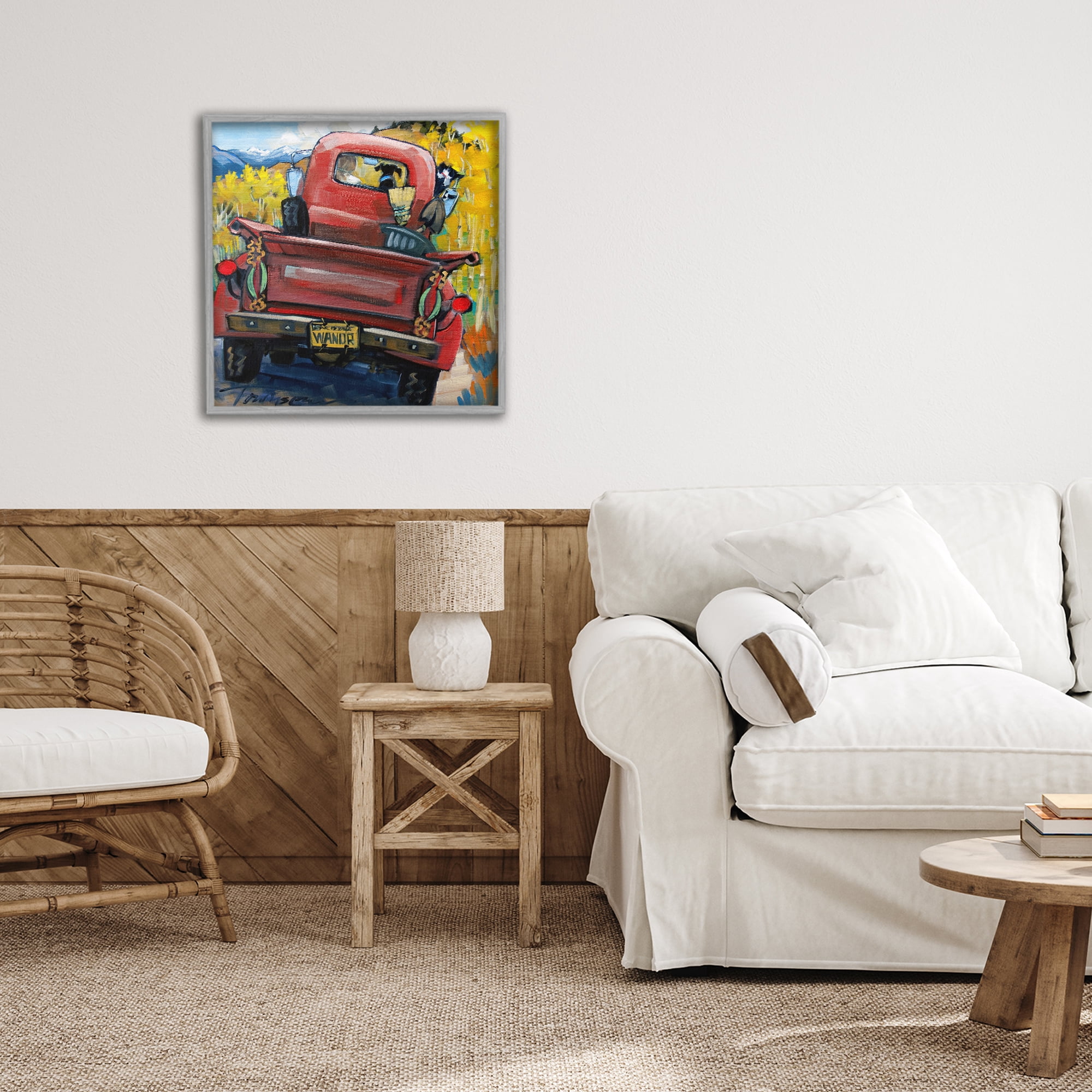Stupell Industries Wander Truck Through Wheat Grass Gray Framed Giclee Art, design by CR Townsend