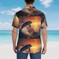 thumbnail image 3 of Lsque Sunset Dancing Dolphin pattern Hawaiian Shirt for Men, Unisex Summer Beach Casual Short Sleeve Button Down Shirts-Large, 3 of 9