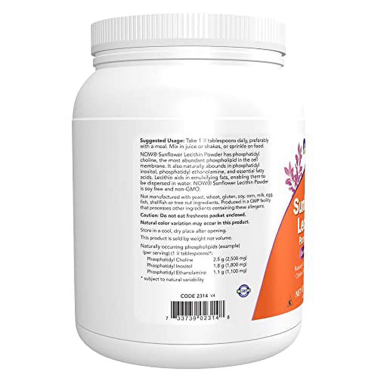 NOW Supplements, Sunflower Lecithin with naturally occurring