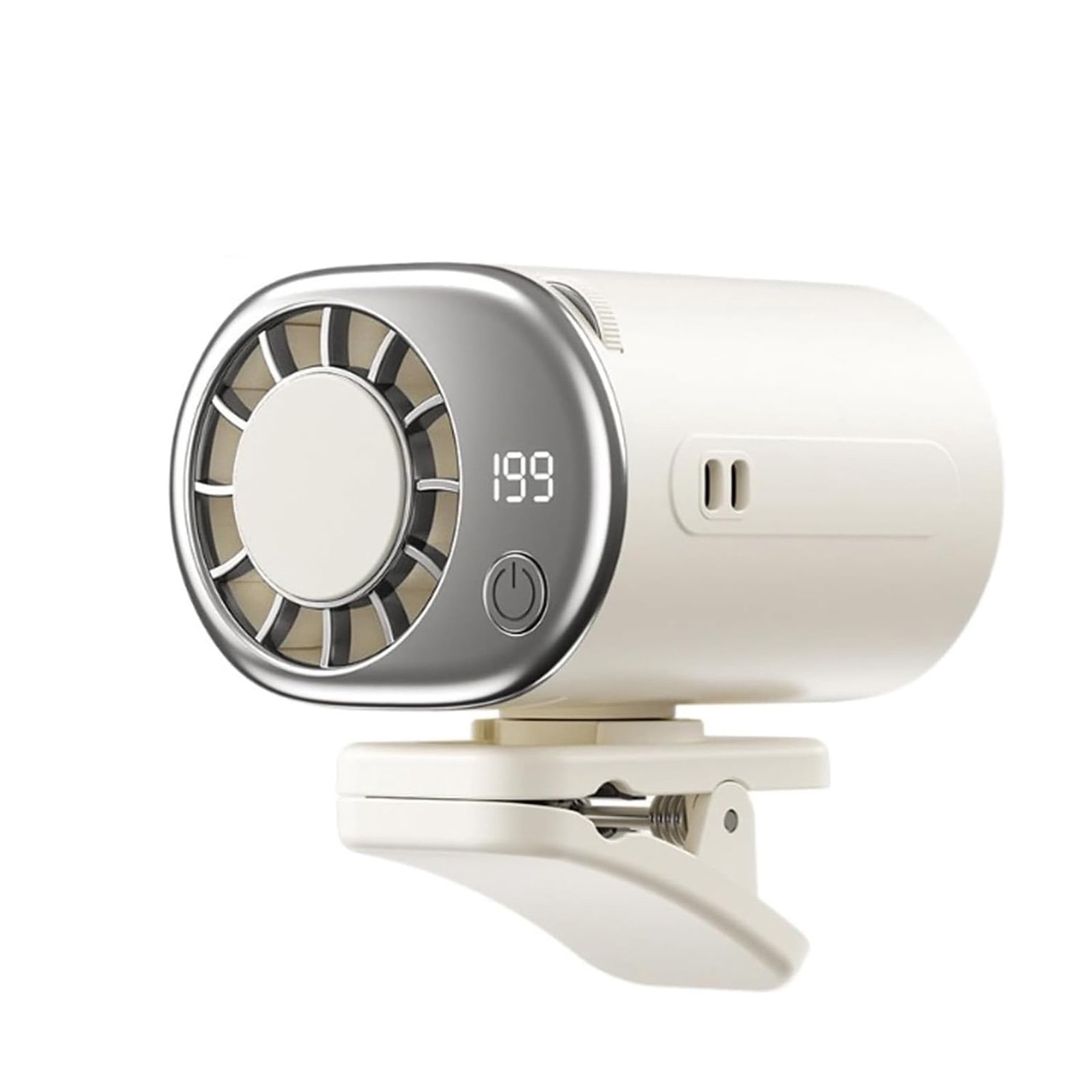 2026 Car Clip on Air Conditioner Fan with LED Display, Portable Mini Cooling System for Auto Vehicle, USB Rechargeable Battery Powered Gadget, 360° Rotation Adjustable 199 Speeds Truck Tent (White)