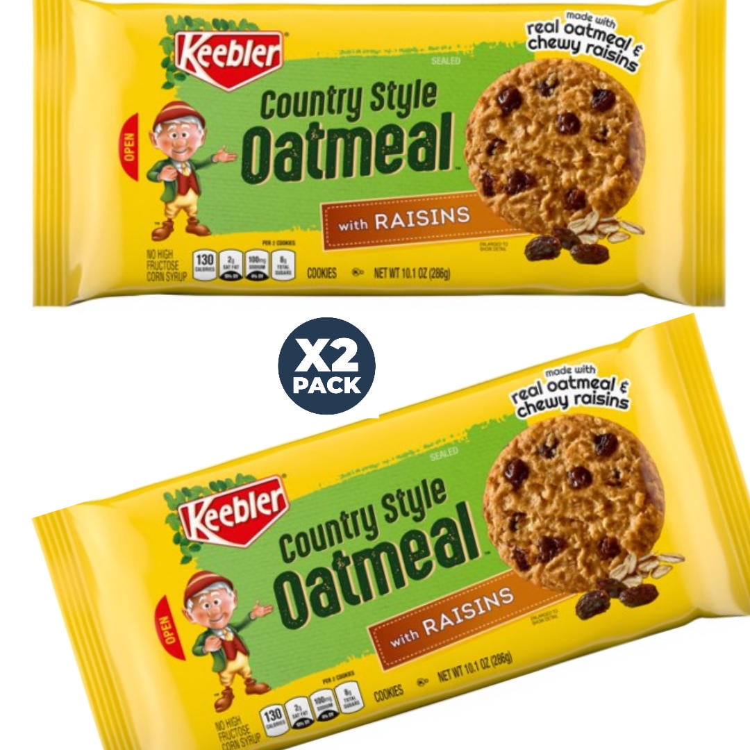 Keebler Country Style Oatmeal Cookies with Raisins 10.1 oz pack of 2