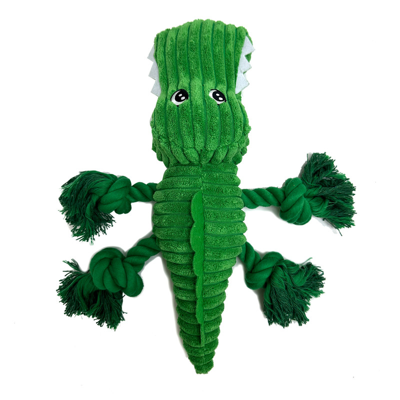 Vibrant Life Green Alligator Plush Dog Toy with Squeaker, Chew Level 3