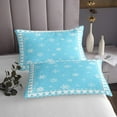 Blue Christmas Quilt Set Kids Xmas Tree And Snowflake Bedspread Set