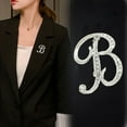 thumbnail image 5 of MKKAS Pave Crystal Letter Brooch Pin, Rhinestone Initial Alphabet Lapel Pin for Women, Silver Tone Alloy Metal Badge for Personalized Suit Jewelry, White, 5 of 5