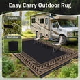 thumbnail image 3 of SIXHOME Outdoor Rug 8'x10' Waterproof Reversible Patio Rug Boho Geometric Indoor Outdoor Rugs Lightweight Plastic Straw Ourdoor Carpet for RV Camping Deck Balcony Modern Porch Decor Black and Brown, 3 of 7