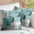 thumbnail image 2 of Teal Velvet Abstract Pillow Covers Set of 2 Modern Accent Navy Gray Throw Pillow Cover Soft Elegant Decorative Couch Cushion Cover for Bed Living Room Outdoor Sofa Pillowcases 18x18 Inches, 2 of 6