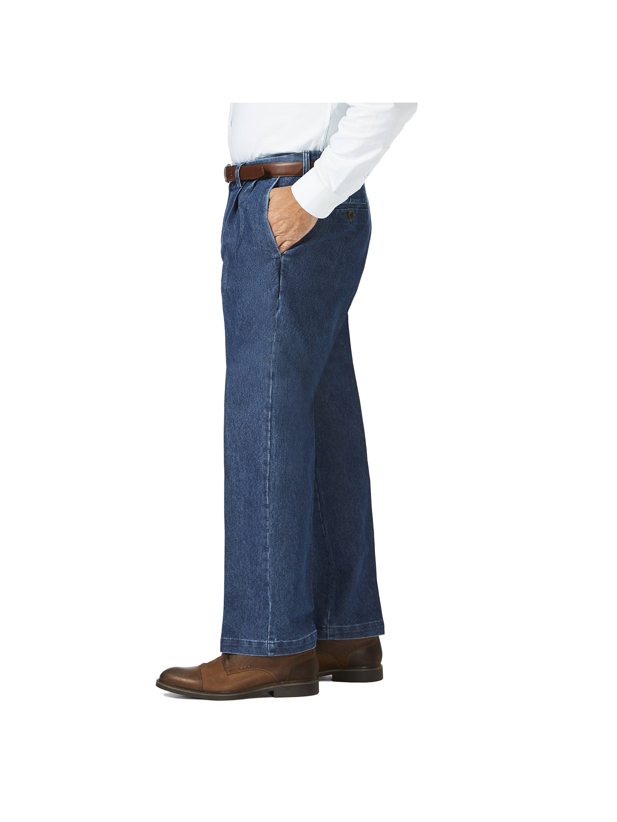 Haggar Men's Big & Tall Stretch Denim Pleat Front Trouser Classic Fit HC90280 - image 2 of 10