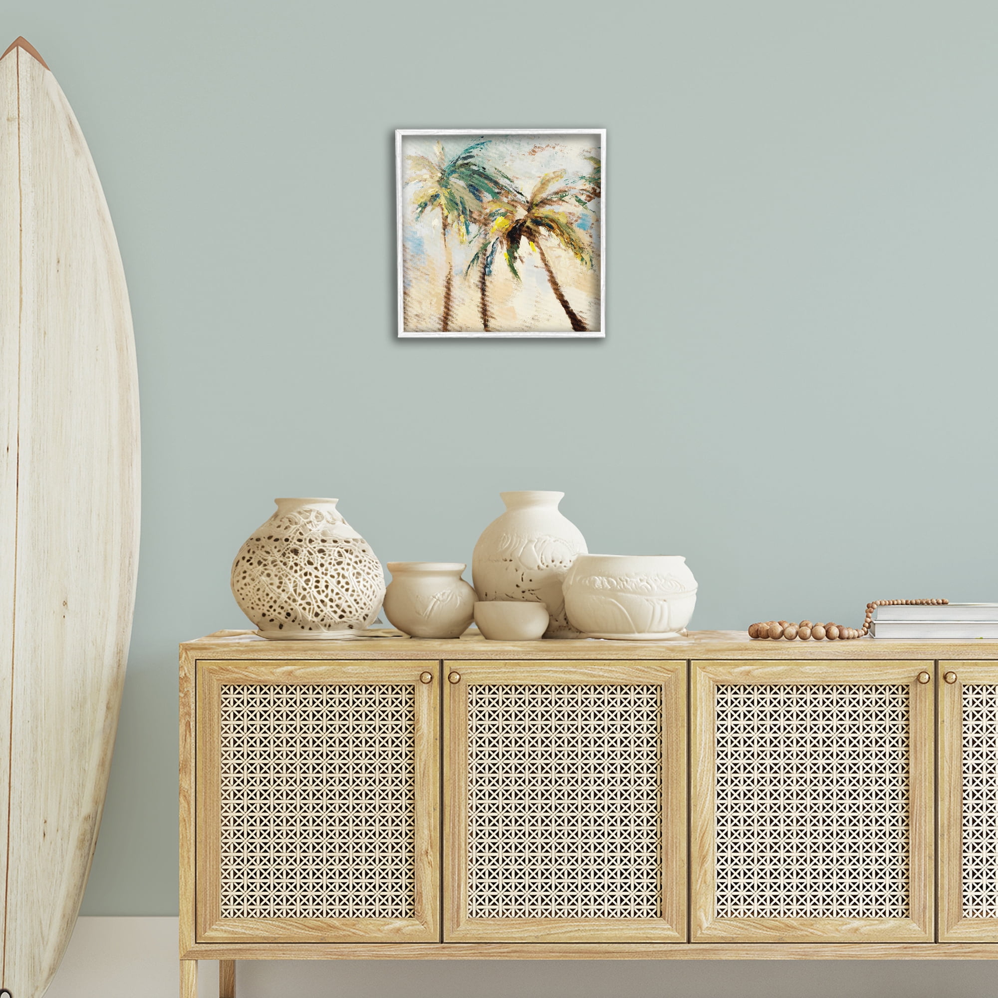 Stupell Industries Tall Palm Trees Abstract Botanical & Floral Painting White Framed Art Print Wall Art, 17 x 17