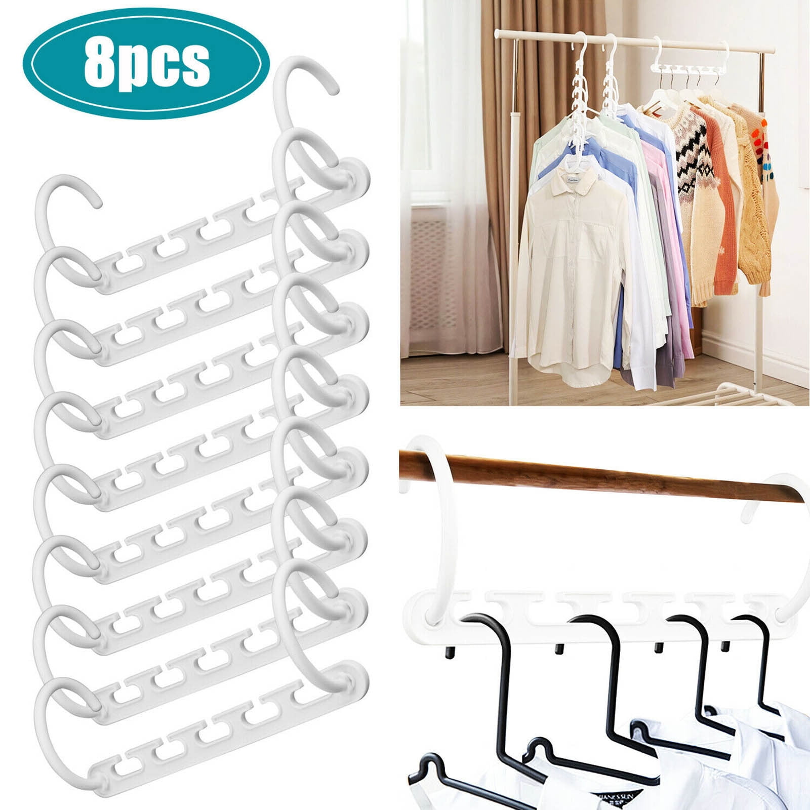 8pcs Wonder Closet Organizer Space Saver Magic Hanger Clothing Rack Clothes Hook 