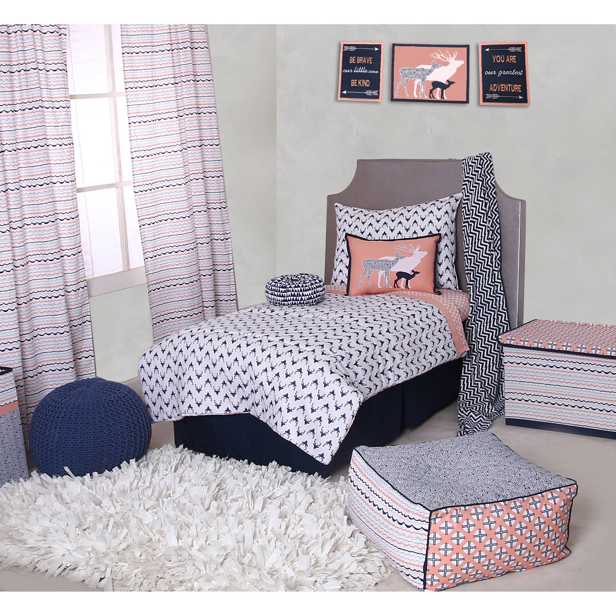 Bacati Olivia Tribal C Navy Buck Feathers Triangles 100 Bacati Olivia Tribal C Navy Buck Feathers Triangles 100 Cotton Muslin 4 Piece Toddler Bedding Set Com