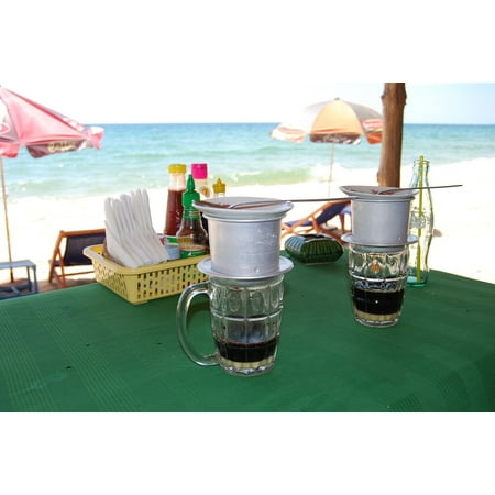 LAMINATED POSTER Coffee Cup Vietnamese Coffee Beach Restaurant Poster Print 24 x