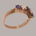 thumbnail image 3 of LBG British Made 10k Rose Gold Natural Amethyst & Opal October Birthstone Womens Anniversary Ring - 33 size options - Size 12, 3 of 7