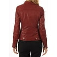thumbnail image 2 of Womens Genuine Lambskin Leather Jacket Motorcycle Biker Leather Red Jacket W089, 2 of 3