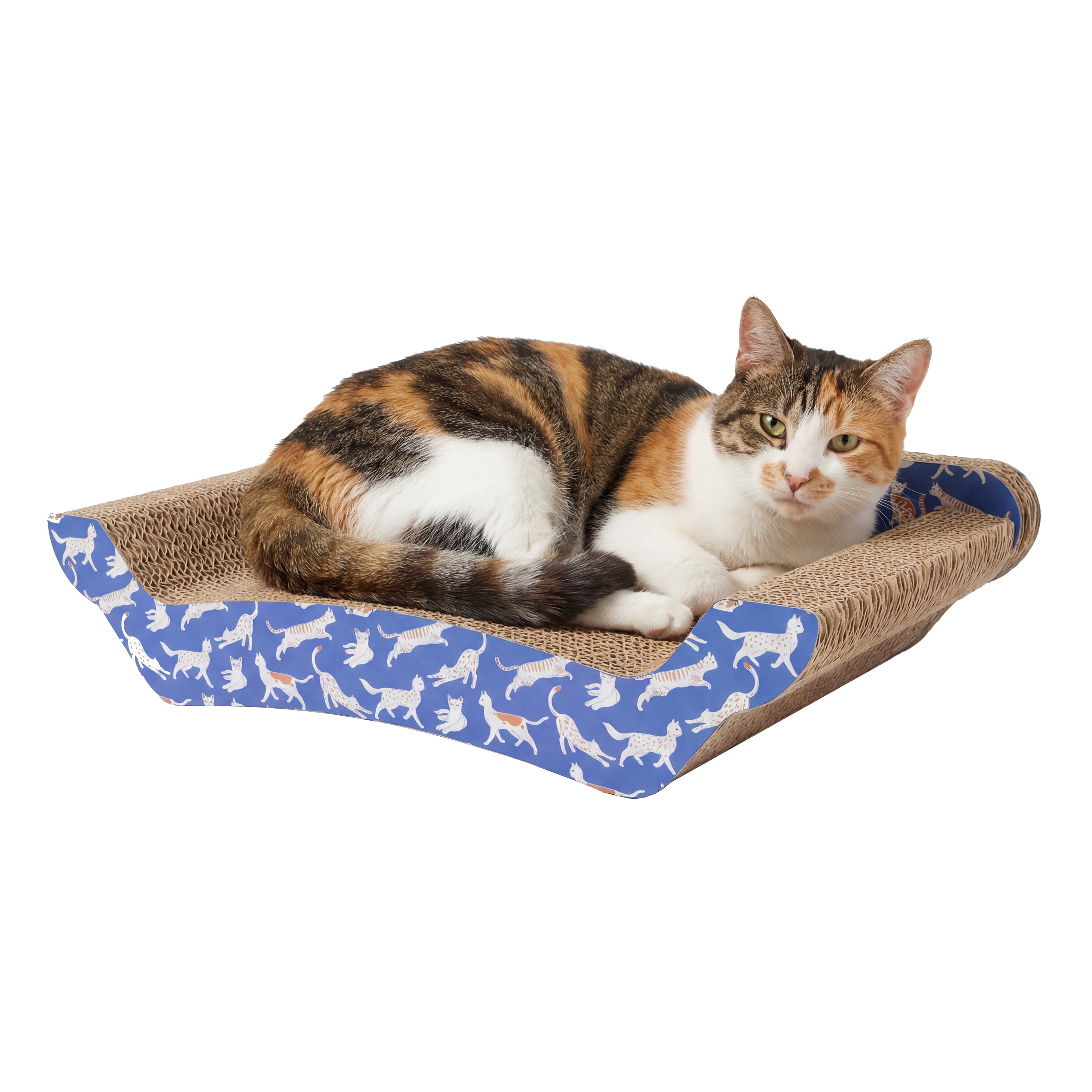 Kitty City Durable Cat Print Corrugated Cardboard Scratching Sofa, O/S