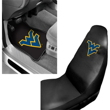 NCAA West Virginia 2 pc Front Floor Mats and West Virginia Car Seat Cover