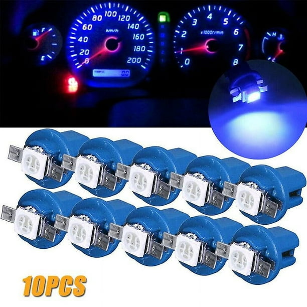 10 bombillas LED para salpicadero de coche, luz ancha, velocímetro, lámpara interior para salpicadero, B8.5 5050 1 SMD (azul)