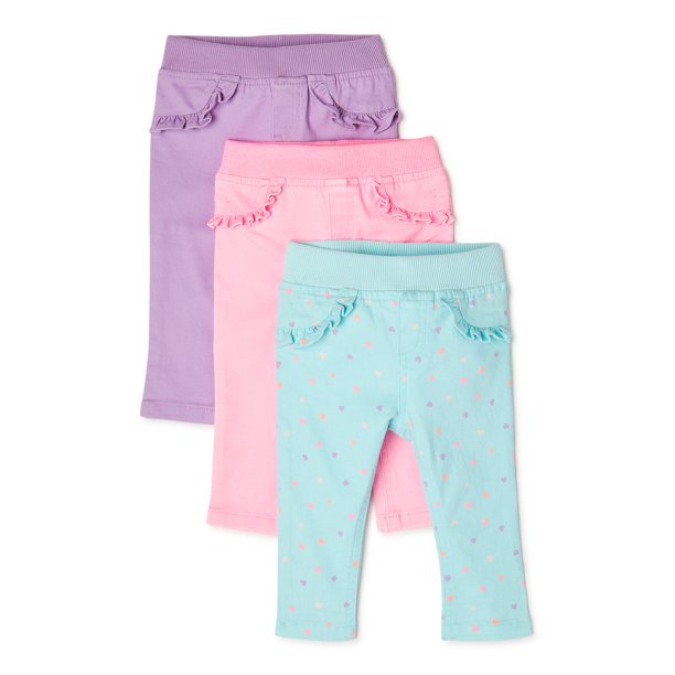 Garanimals Baby Girl Denim & Twill Pants, 3Pack
