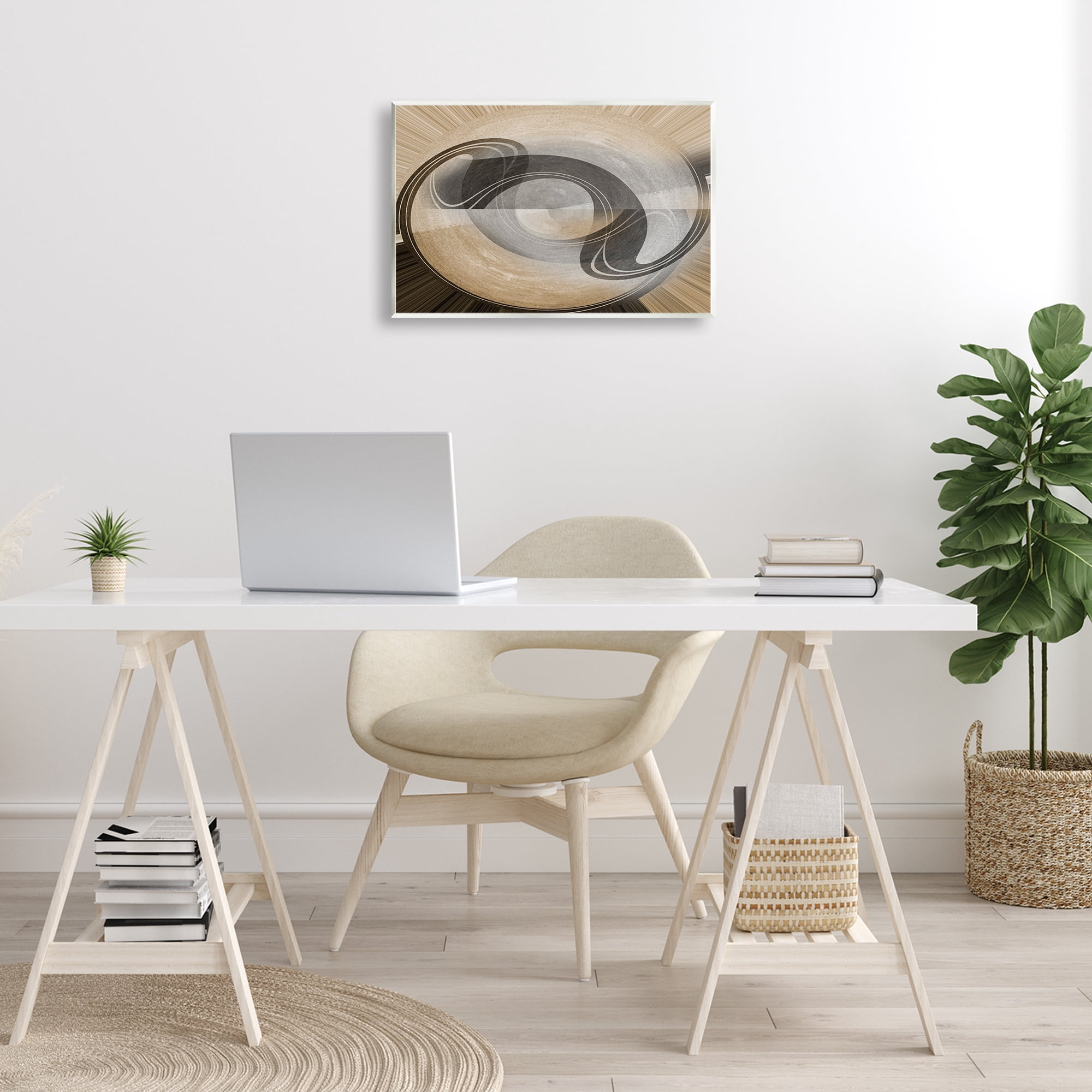 Stupell Industries Curved Swoop Shape Abstract Painting Unframed Art Print Wall Art, 19 x 13