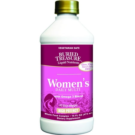 Allergy Multivitamin - Buried Treasure Women's Daily with Omega 3 Multivitamin Liquid, 16 Oz