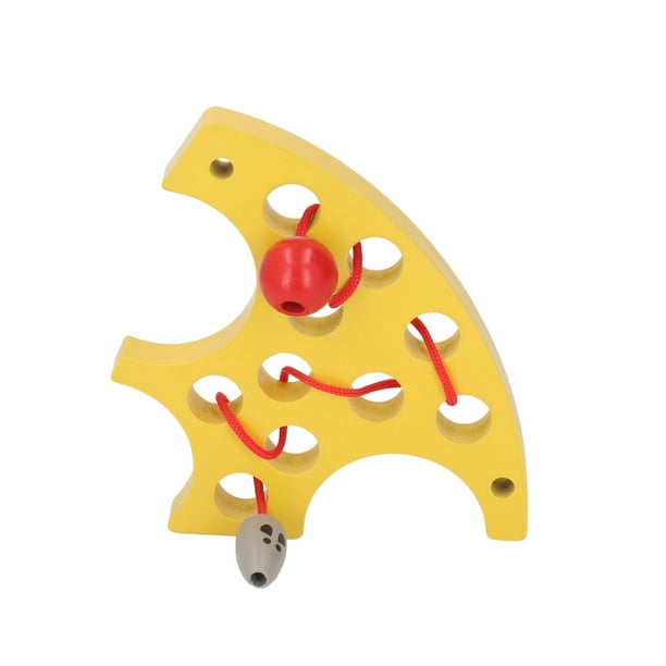 Wooden Cheese Threading Toy,Wooden Threading Game Toy Cheese Lacing