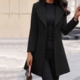 thumbnail image 3 of Tiqkatyck Trench Coat Clearance Women Clothing Women Fashion Long Sleeve Woolen Tops Lapel Solid Color Long Jacket Coat winter coat Black L, 3 of 7