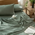 thumbnail image 6 of MooMee 100% Washed Cotton Duvet Cover Set Twin Linen Like Textured Breathable Soft 2-Piece (Heathered Green, 68" x 90"), 6 of 8