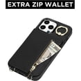 thumbnail image 6 of for iPhone 14 Pro Max Wallet Case with Card Holders for Women, Crossbody Zipper Leather Case with Strap Wrist Ring RFID Protective Kickstand (Black, iPhone 14 Pro Max), 6 of 14