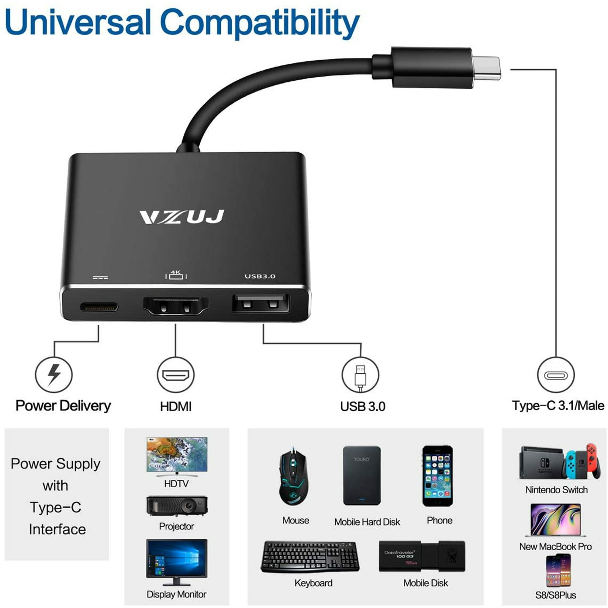 Hdmi Type C Hub Adapter For Nintendo Switch Vzuj Usb C Multiport To Hdmi Adapter With 4k Uhd Hdmi Usb A 3 0 And Fast Walmart Canada Hdmi Type C Hub Adapter For Nintendo Switch Vzuj Usb C Multiport To Hdmi Adapter With 4k Uhd Hdmi Usb A 3 0 And Fast Walmart Canada
