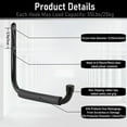 thumbnail image 3 of czcpp-Heavy Duty Steel Garage Storage Hooks, 9.5Inches Jumbo Arm Ladders Utility Rack, Wall Mounted Hanger Organizer for Tools, Bikes, Jeep Door, 6 Pack Garage Hook with Protector, 3 of 4