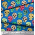 thumbnail image 2 of Soimoi Blue Cotton Jersey Fabric Tribal Skull Fabric Prints By Yard 58 Inch Wide, 2 of 3