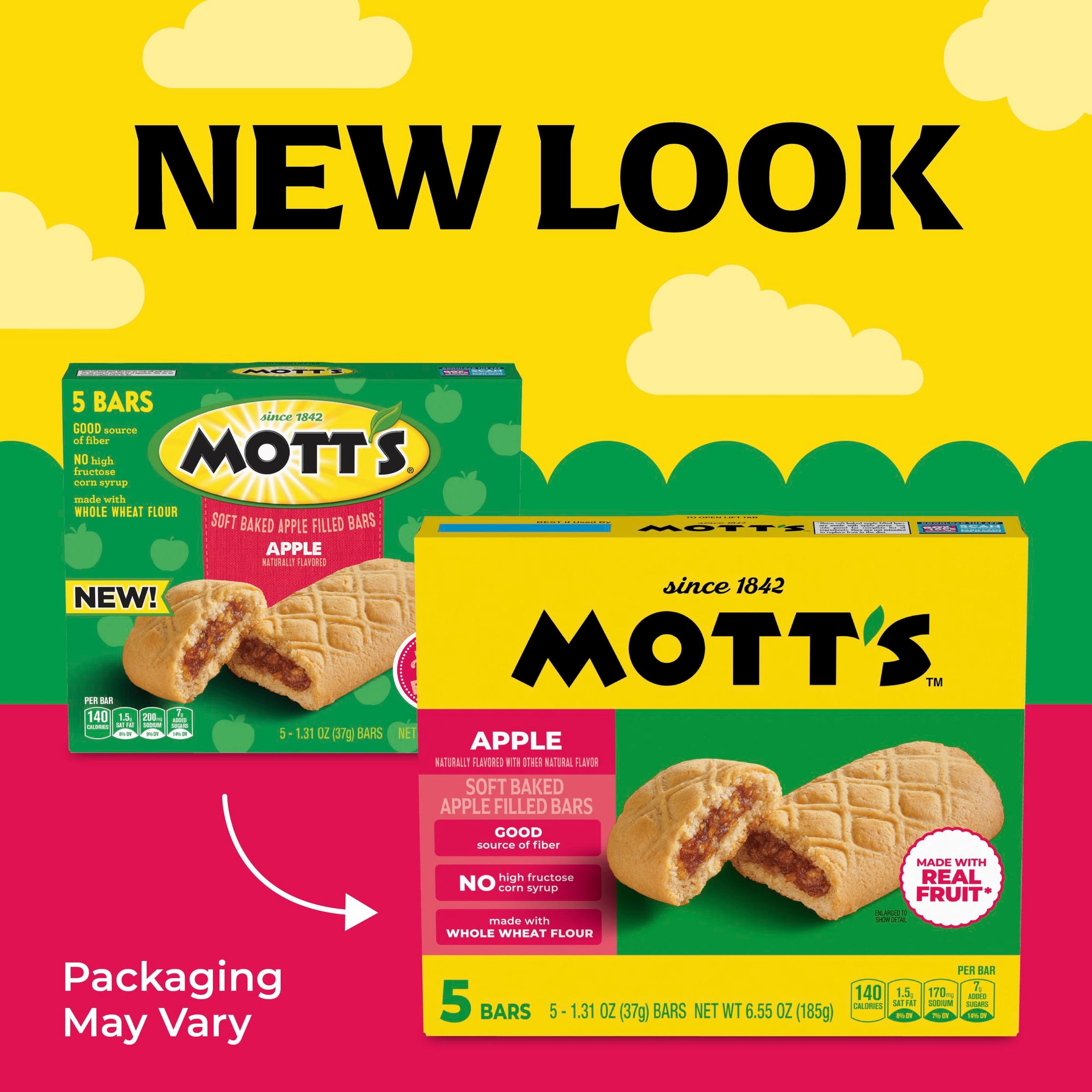 (8 pack) Mott's Soft Baked Apple Filled Bars, Apple Flavor Snacks, 5 Count, 6.55 oz