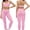 Strappy Pink, variant on PISONIC Womens Two Piece Workout Set Spaghetti Straps Color Block Sports Bra Matching High Waist Leggings Gym Work Out Outfits