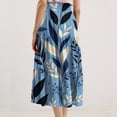 thumbnail image 5 of Womens Midi Skirt Drawstring High Waist Loose Skirts Cute Floral Print Tiered Skirt Elastic Flowy A-Line Midi Skirt With Side Pockets Sky Blue L, 5 of 7