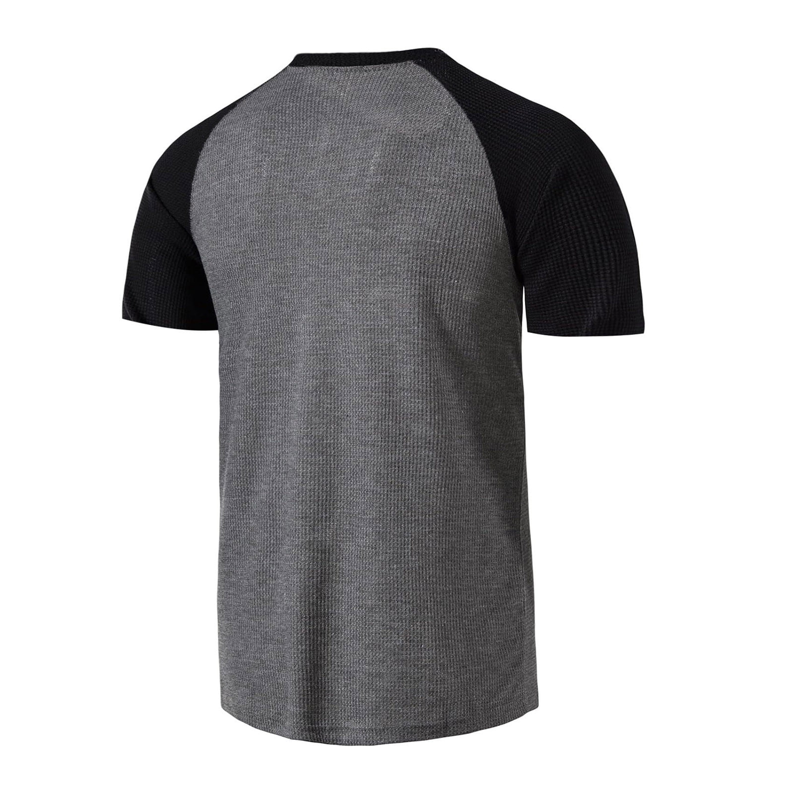 Men's Fashion Raglan Short Sleeve Tee Shirt Casual Slim Fit Workout Baseball T Shirts Gym Golf Waffle Tops