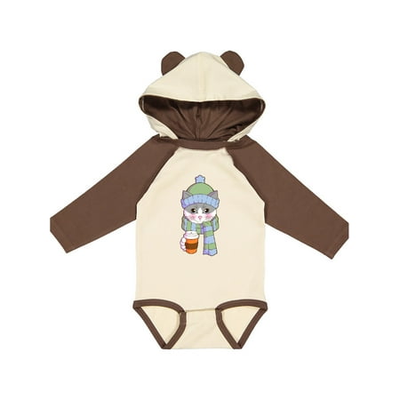 

Inktastic Cute Grey and White Cat in Scarf and Hat Gift Baby Boy or Baby Girl Long Sleeve Bodysuit
