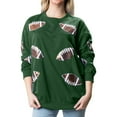 thumbnail image 4 of BODOAO Womens Sparkle Football Sequin Rugby Sweatshirt Game Day Y2K Crewneck Oversized Shirt Long Sleeve Loose Pullover Sequin Rugby Sweatshirt Crewneck Oversized Shirt Fleece Pullover Green Xl, 4 of 7