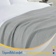 thumbnail image 4 of Color Sense 100% Cotton Waffle Weave Throw Blanket- Lightweight, Soft and Warm for Couch, Sofa and Bed- Full/Queen (90"X90") Light Gray, 4 of 7