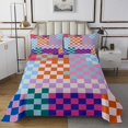 thumbnail image 1 of Erosebridal Checkered Gingham Coverlet Set Queen, Colorful Buffalo Bedding Set, Rectangle Geometry Decor, 1 of 5