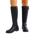 thumbnail image 4 of XUNKUSGA Knee High Boots with Side Zipper Comfortable Round Toe Low Heel Riding Boots for Women Classic Vintage Solid Color Buckle Long Boots,5.5, 4 of 9