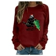 thumbnail image 1 of Chandail en Molleton d'Hiver pour Femmes Chandail Imprimé Xmas Mi-Longueur Blouse Ample à Capuche Mode Chandail de Noël Hoilidy Extérieur Chaud Col Rond Cardigan, 1 of 5