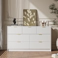thumbnail image 5 of FURNIWAY White 7 Drawer Dresser, Fluted Wood Clothes Storage Organizer & Cabinet for Bedroom, Modern Chest with Gold Metal Handles, Wide Dresser for Bedroom,Living Room,Hallway, 5 of 9