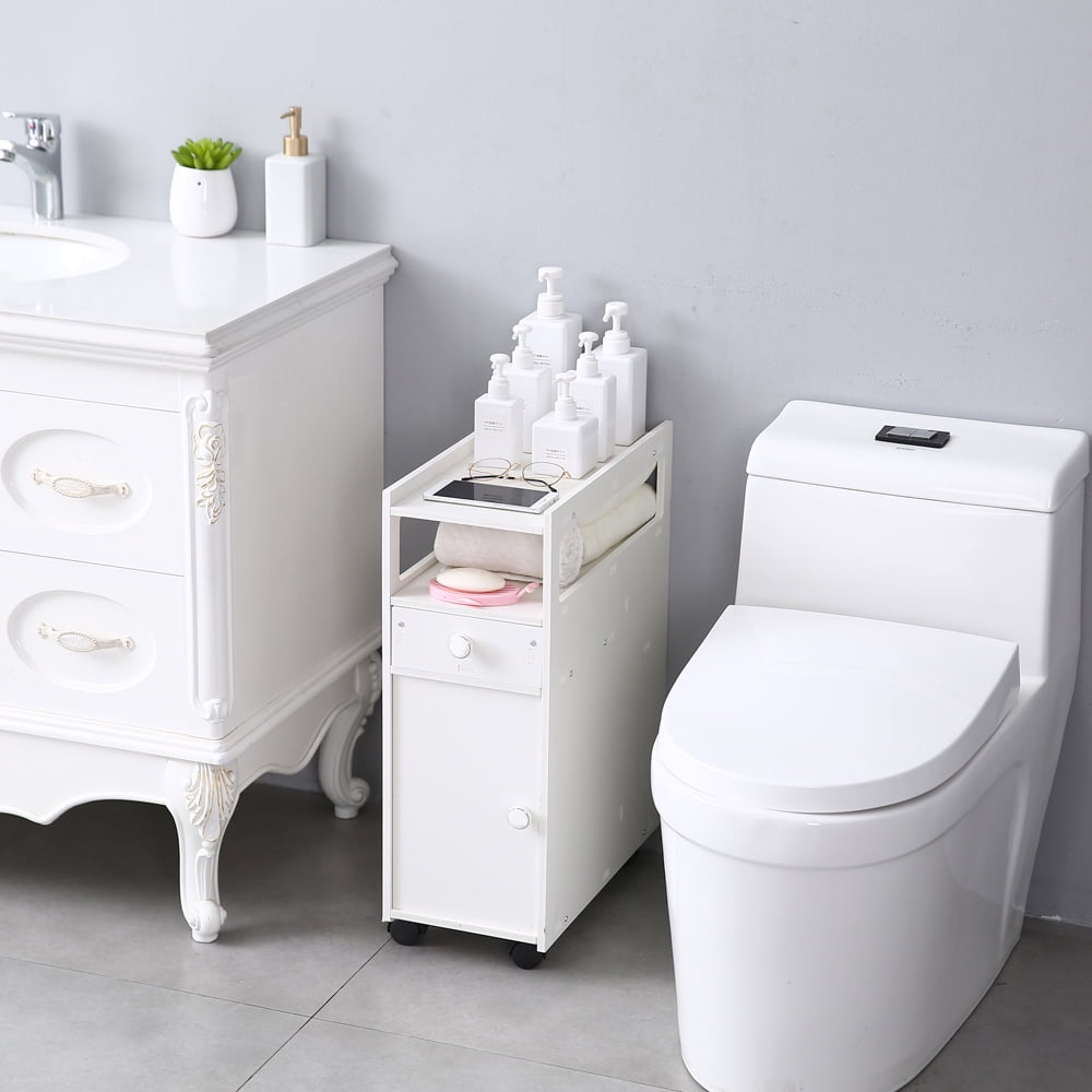 Kepooman Bathroom Narrow Cabinet Shelf with Wheels for cosmetic Washing supplies Kepooman Bathroom Narrow Cabinet Shelf with Wheels for cosmetic Washing supplies