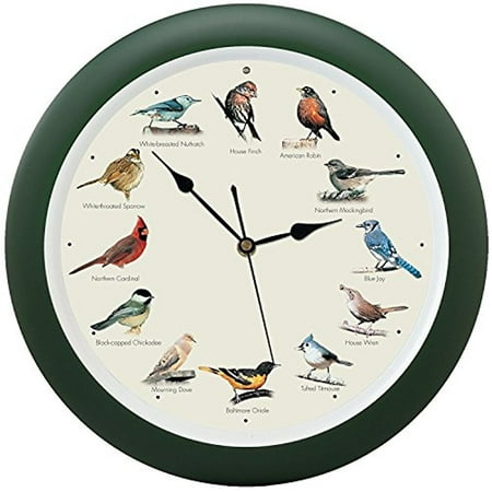 Mark Feldstein and Associates DLB023GR Original Singing Bird Clock 13 in Green