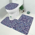 thumbnail image 2 of Blue Ethnic Paisley and Floral Pattern Bathroom Rugs Sets 3 Piece,Toilet Cover Set,Absorbent Non Slip Bathroom Mats Sets with U-Shaped Contour Rug Toilet Rug Set, 2 of 5