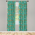 thumbnail image 2 of Ambesonne Animals Curtains, Funny Deer Fox Ladybug Bee, Pair of 28"x95", Dark Seafoam Cinnamon, 2 of 4